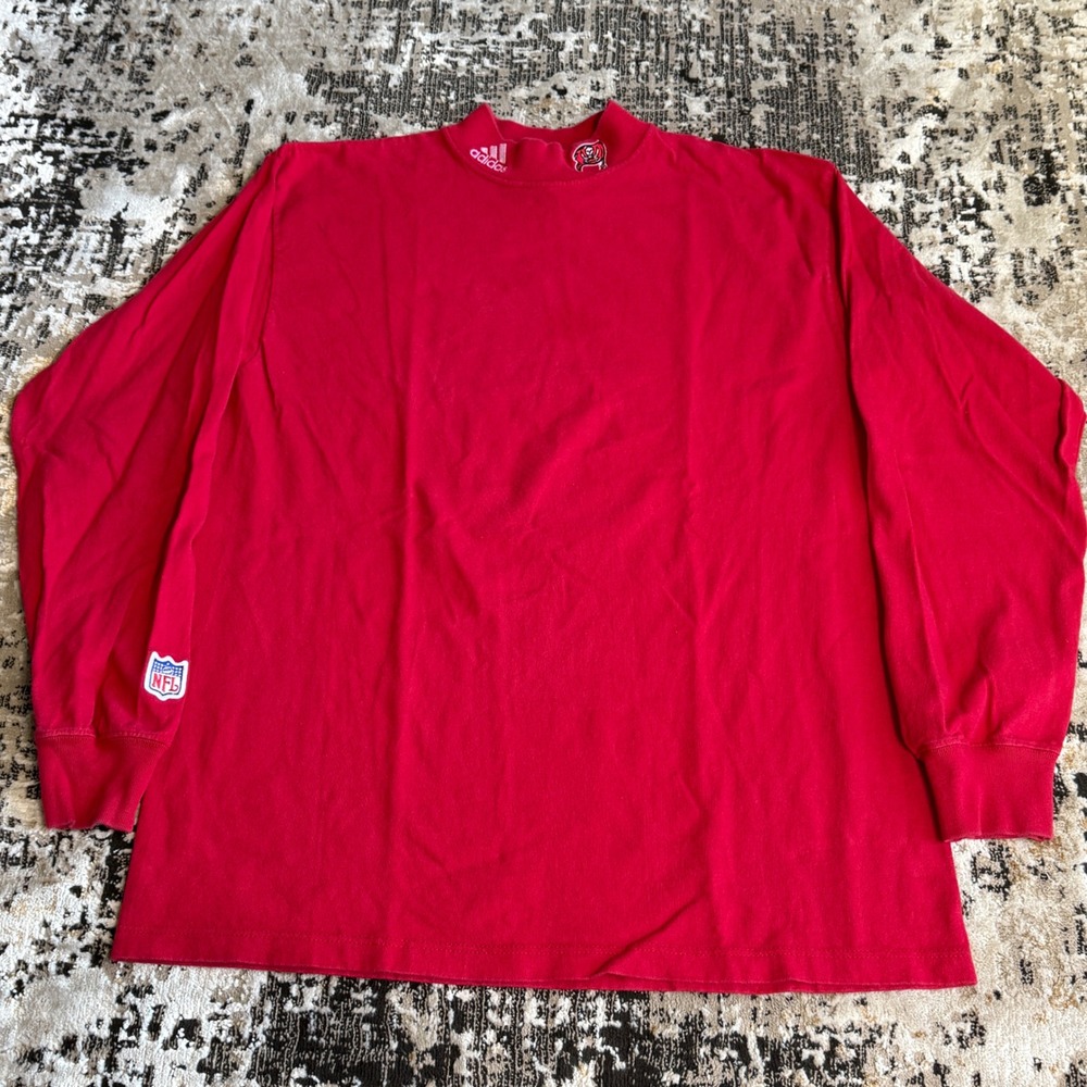 Vintage Tampa Bay Buccaneers Adidas Mock Neck Shirt Long Sleeve Red NFL Large